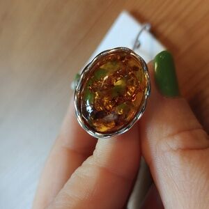 925 Midwest Amber Ring
